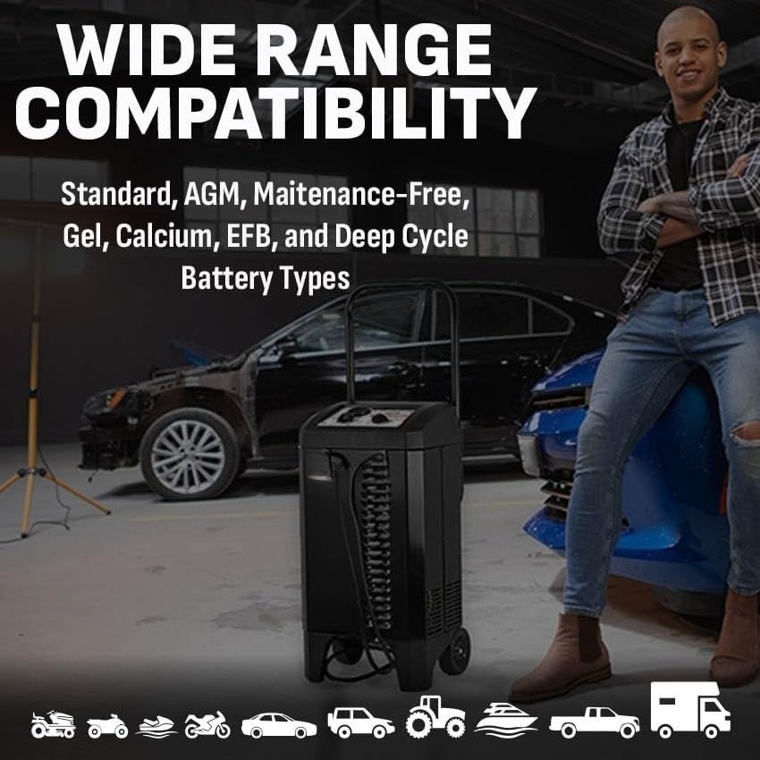 Electric Wheeled Manual 10A Car Battery Charger and 250A Engine Starter