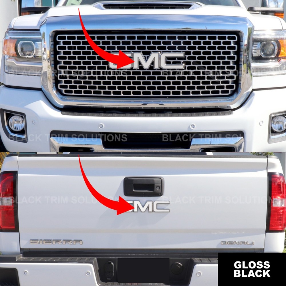 For 2014-2018 Gmc Sierra 1500 White Overlay DECAL x2 for Emblem 2015 2016 2017