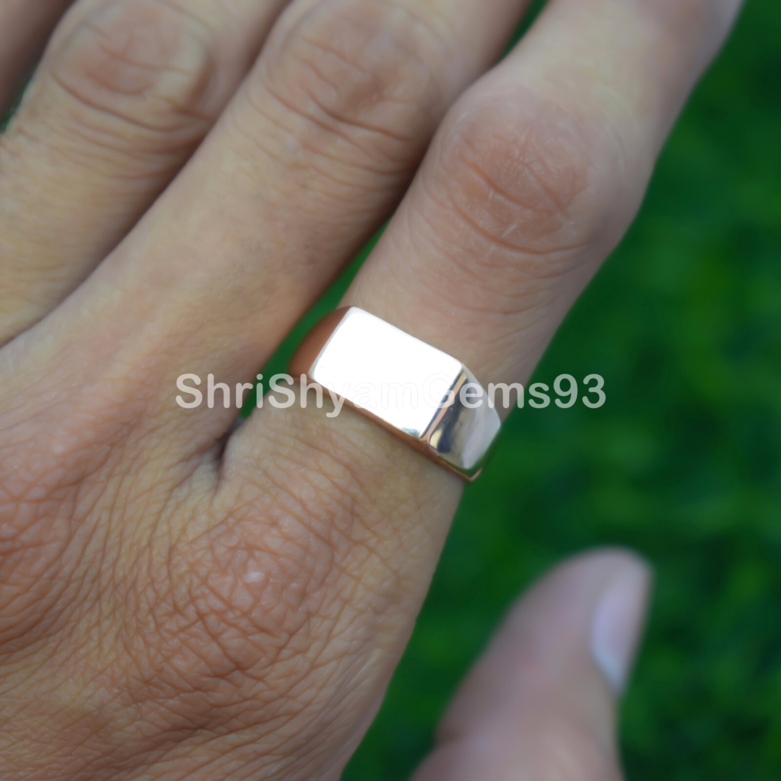 Pure Solid Copper Rectangle Bar Plain Mens Unisex Band Pinky Signet Ring Jewelry