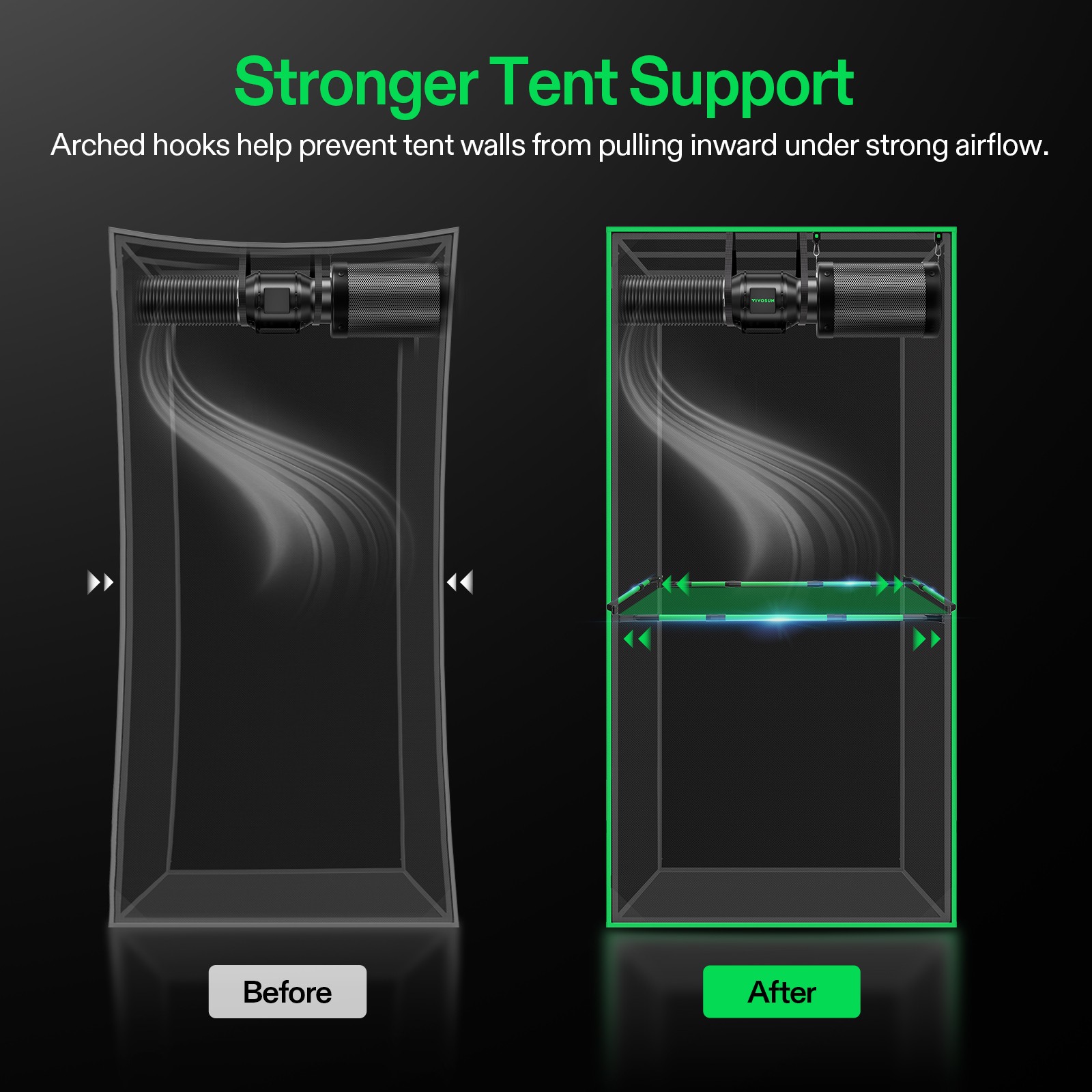 VIVOSUN Grow Tent Mounting Bars Support Pole Kit for 3.3x3.3-5x5ft