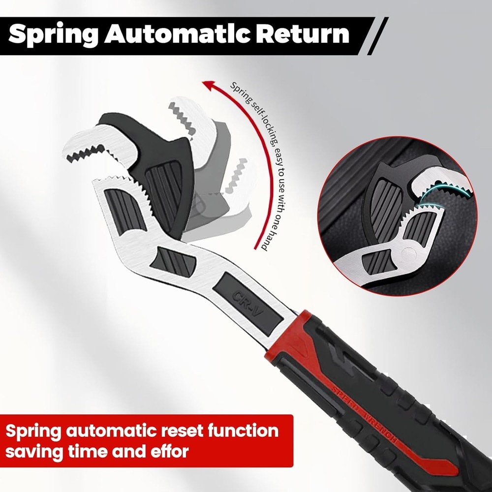 6” 8” 10” Multi-function Self-locking Pipe Wrench Set, Chromium Vanadium Steel