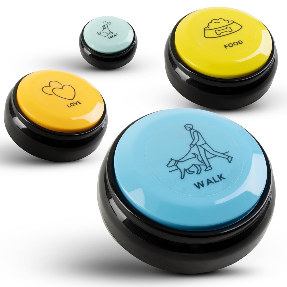 Waterproof & Non-Slip Dog Command Buttons - 4 Recordable, Programmable Talkin...