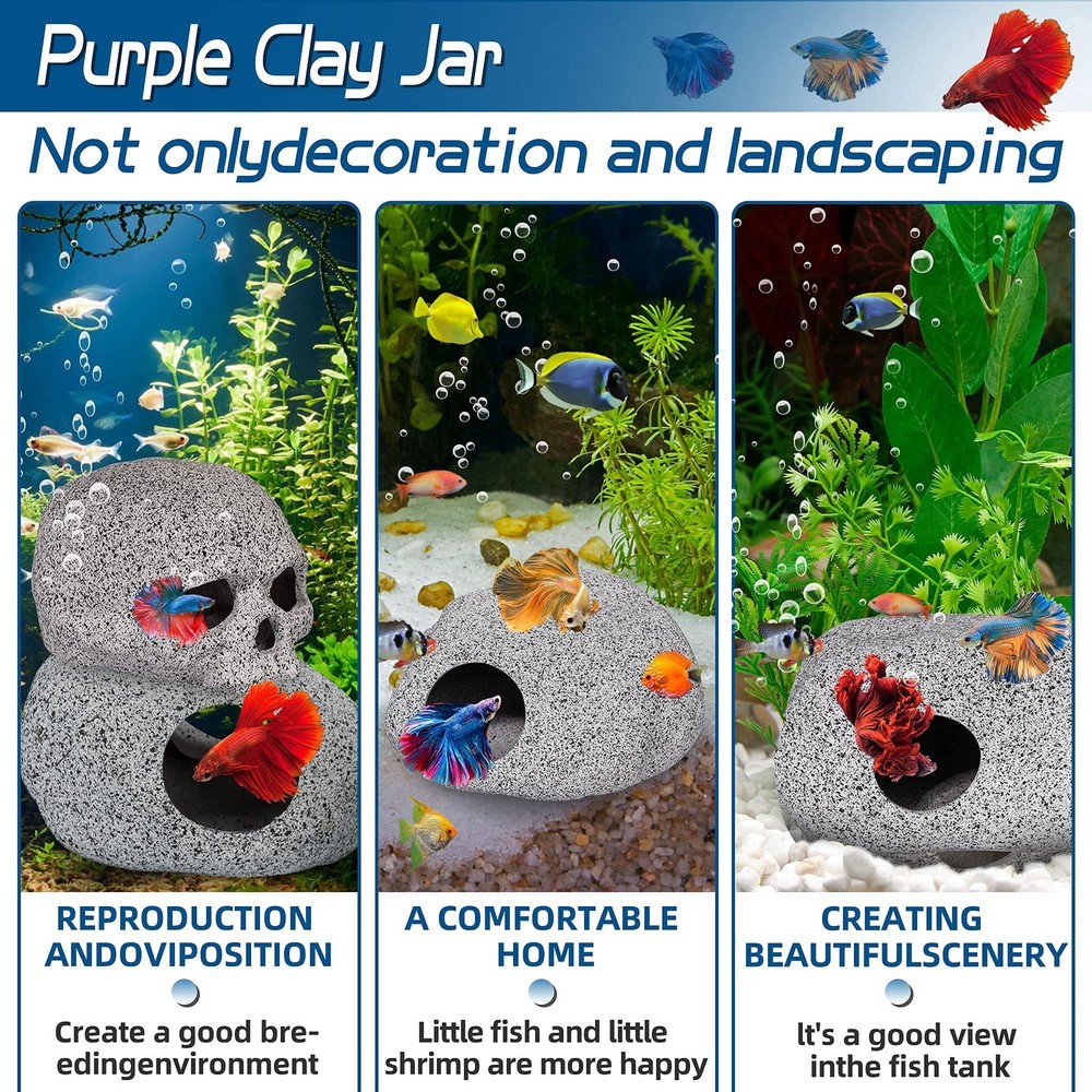 Ameliade Aquarium Decorations Cave Fish Tank Medium (1 Piece), Stone