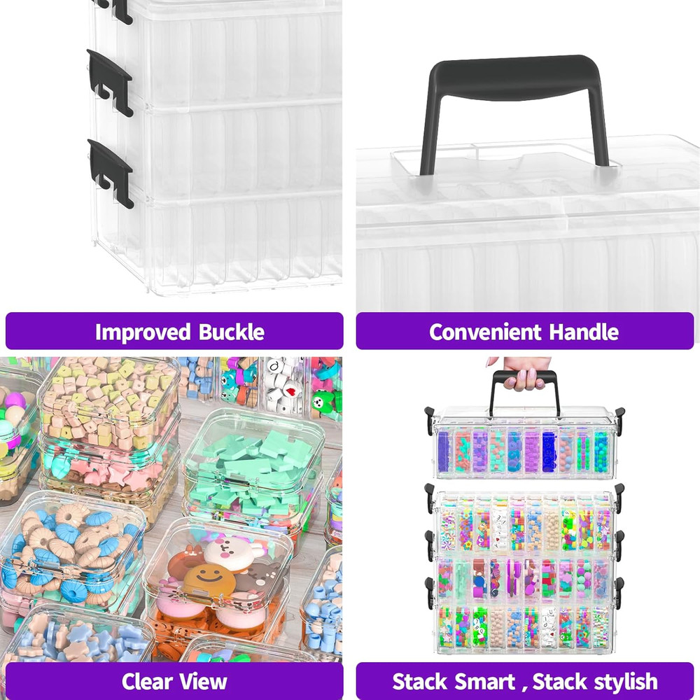 Bead Organizer Box 120 Pcs, 4-Tier Large Capacity Stackable Bead Storage Contain