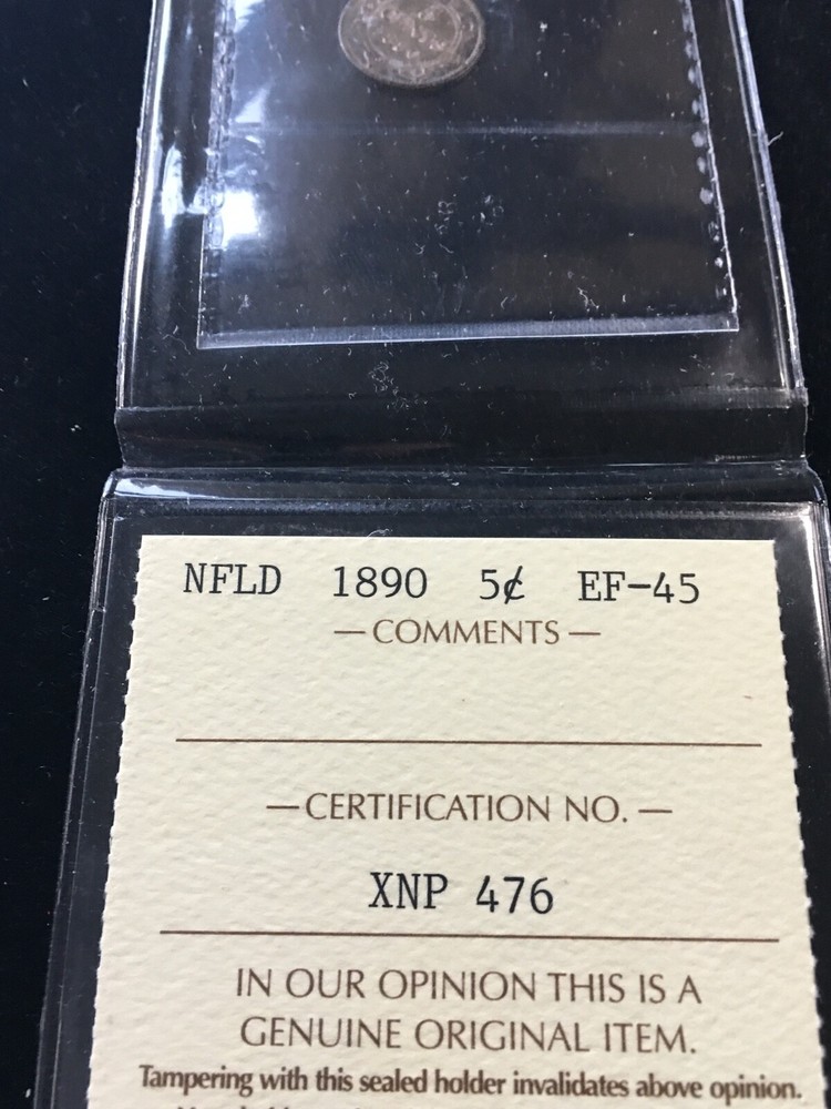 1890 ICCS Graded Newfoundland Five ¢5 Cent, **EF-45**
