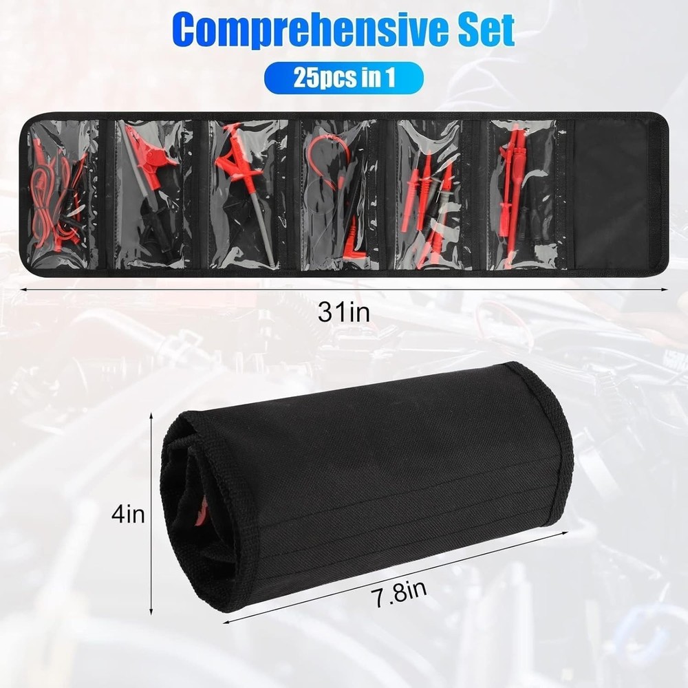 25PCS Multimeter Leads Kit with Replaceable Wire Piercing Probes, Alligator ...