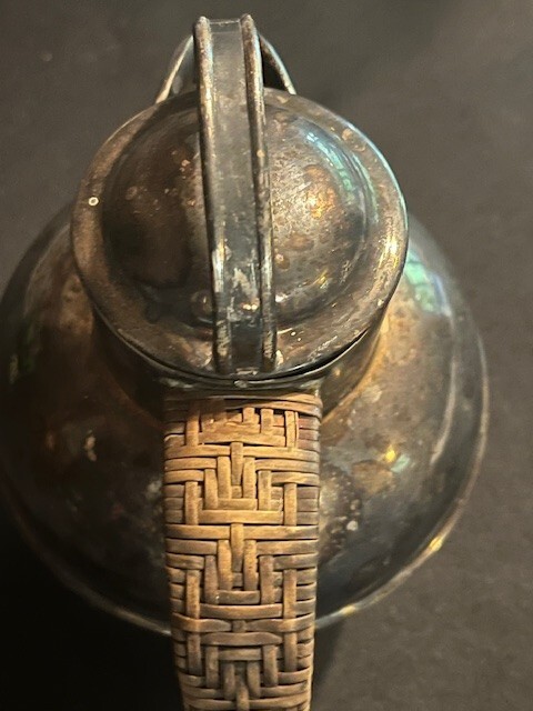 Vintage Silver Plated Tea Pot With Wicker Handle