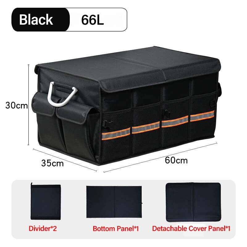 Car Trunk Storage Box Organizer Foldable Adjustable Lid 66L