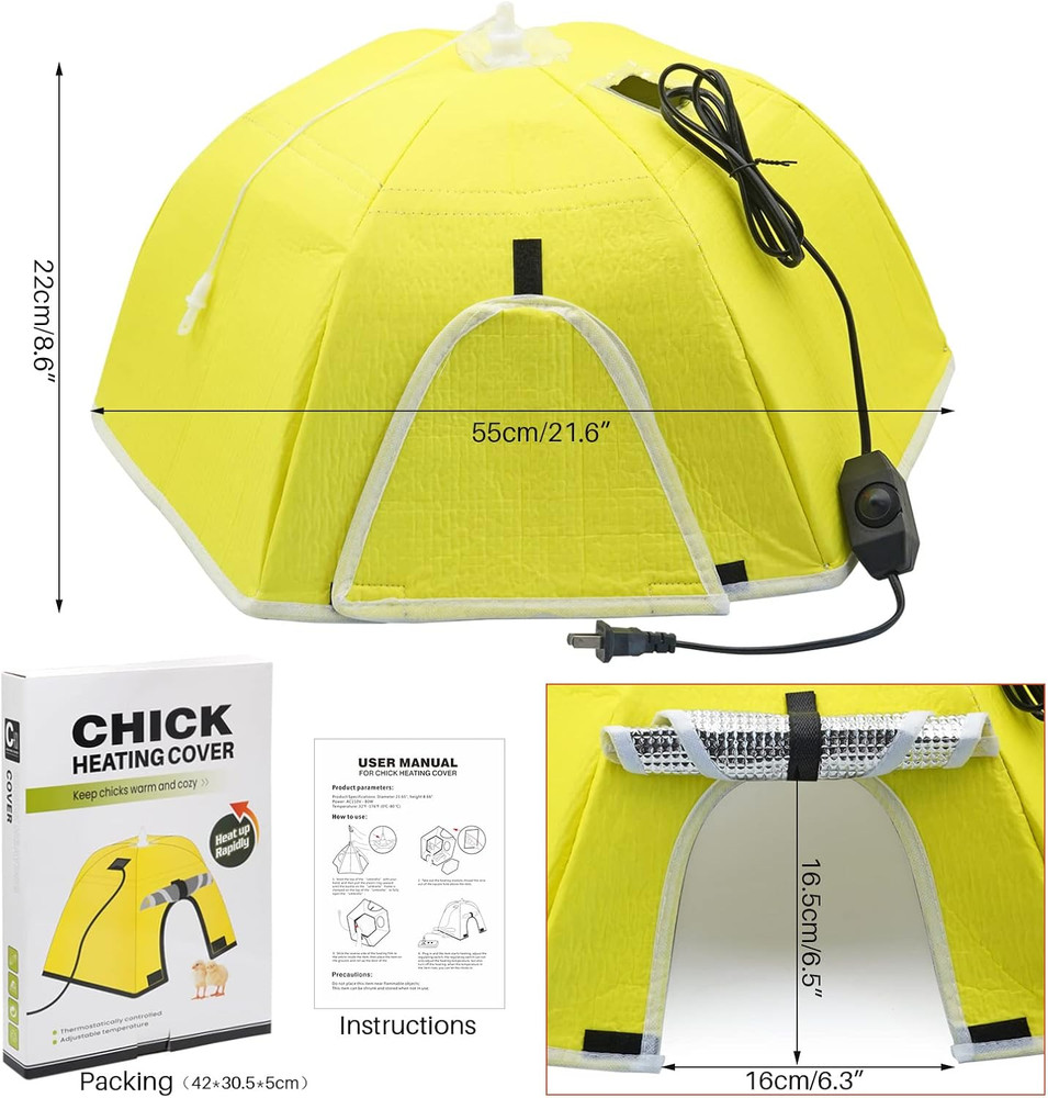 Large Chick Brooder Heating Plate Chick Brooder Box 21.6" Heat up to 50 Chicks