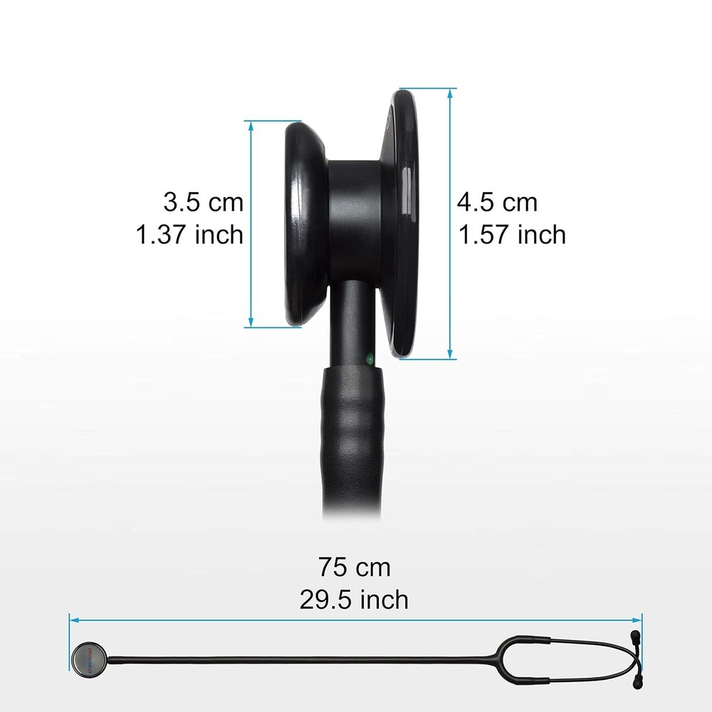 Versatile 360° Dual-Head Stethoscope with 4 Eartips & Extra Diaphragm - 29.5in