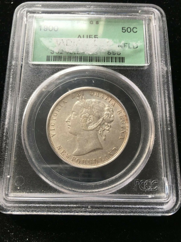 1900 ,PCGS Graded, Newfoundland 50 Cent, **AU-55**