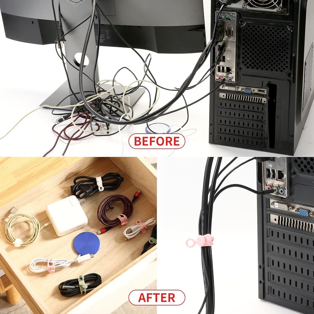 Silicone Cable Ties,Reusable Cable Management Organizer, Multipurpose Elastic