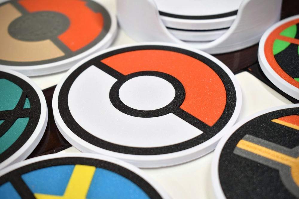 Pokeball Coaster Set - Mix & Match 4 Coasters - 3D Printed