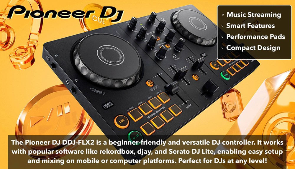 AlphaTheta DDJ-FLX2 Compact 2-Channel DJ Controller w/ Case