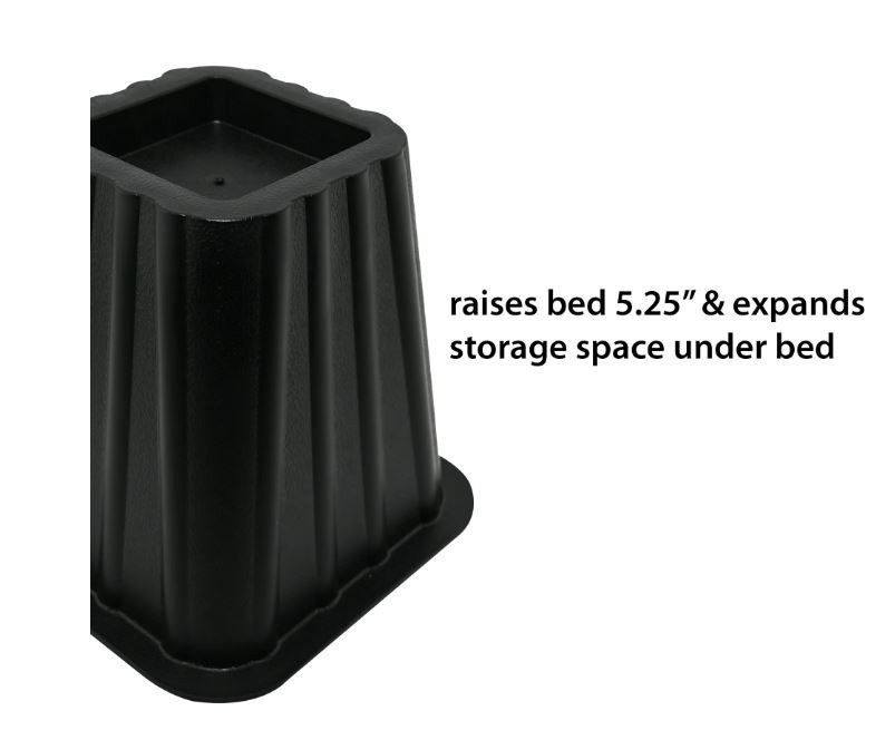 4 Pack, Black Bed Risers, Raise Your Bed to Create Storage Space,NEW