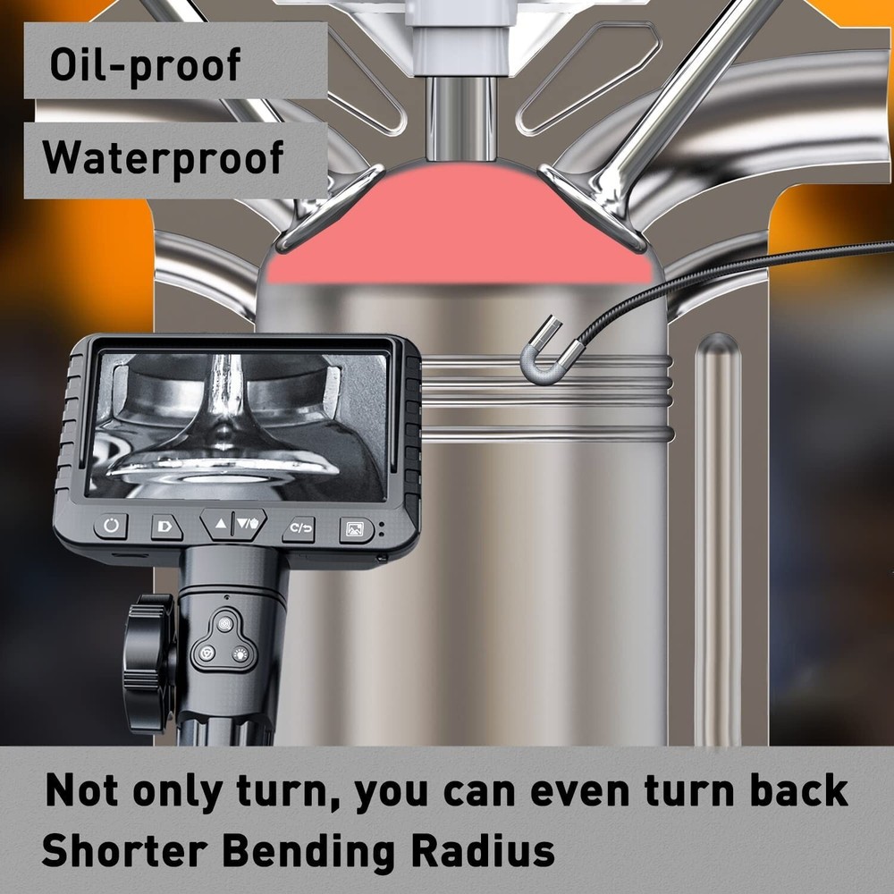 Bidirectional Snake Camera with Adjustable LED for Automotive Diagnostics