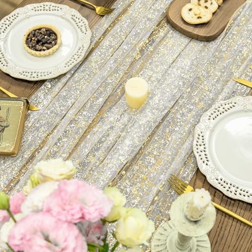 Gauze Tablecloth 60x84 Inch Rectangular, 60" x 84" (Rectangular) Beige Gold