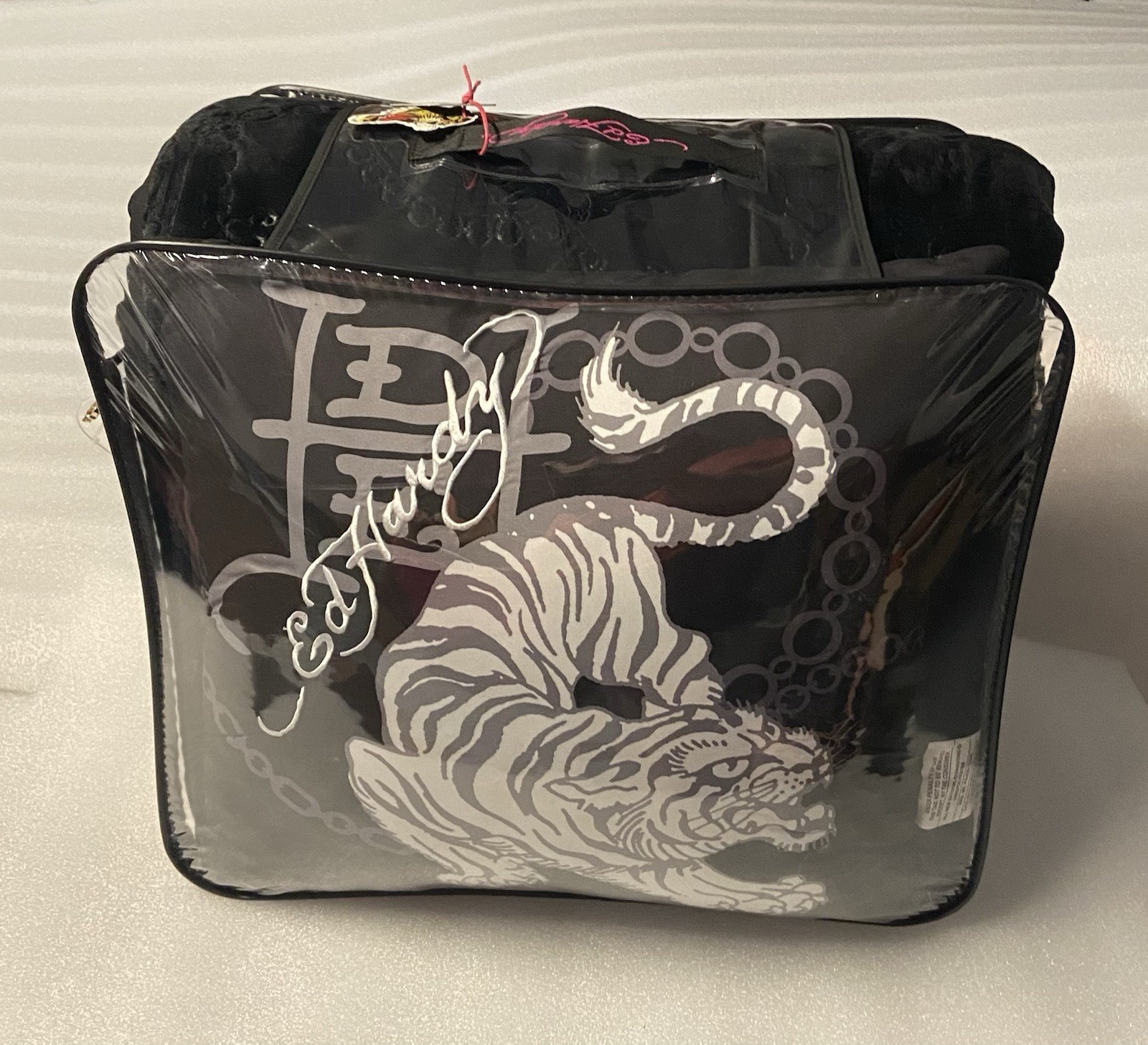 Ed Hardy Black Tigers&Tattoo Embossed Plush 4pc FULL/QUEEN Comforter Set