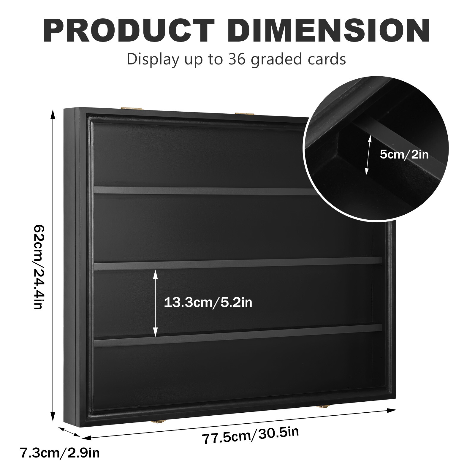 Graded Card Display Case 36 Slots Sports Card Wall Cabinet w/98% UV Acrylic Door