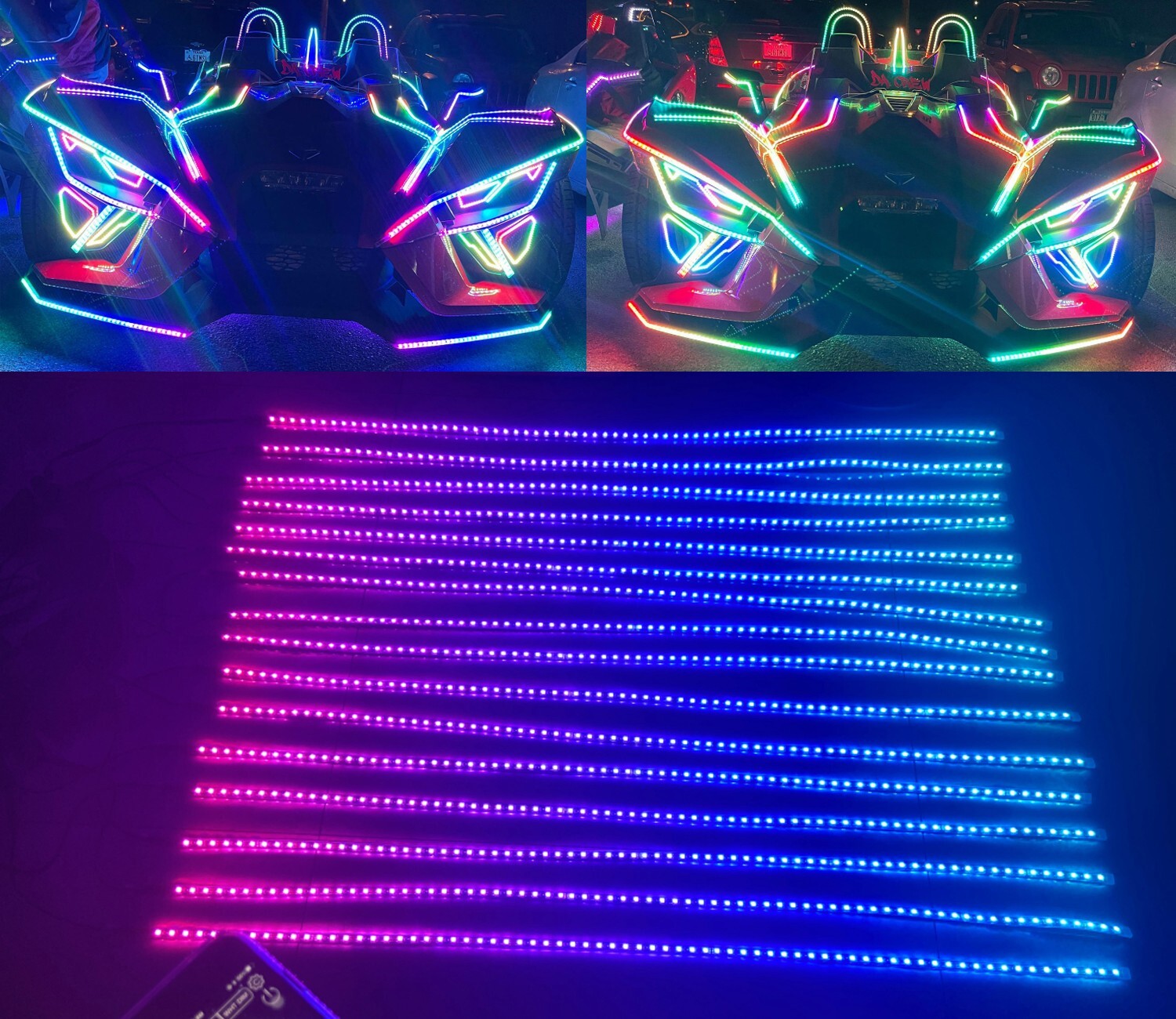 4FT 48" x16PCS APP+Remote CHASING Flow LED IP68 Polaris Slingshot Strips Lights