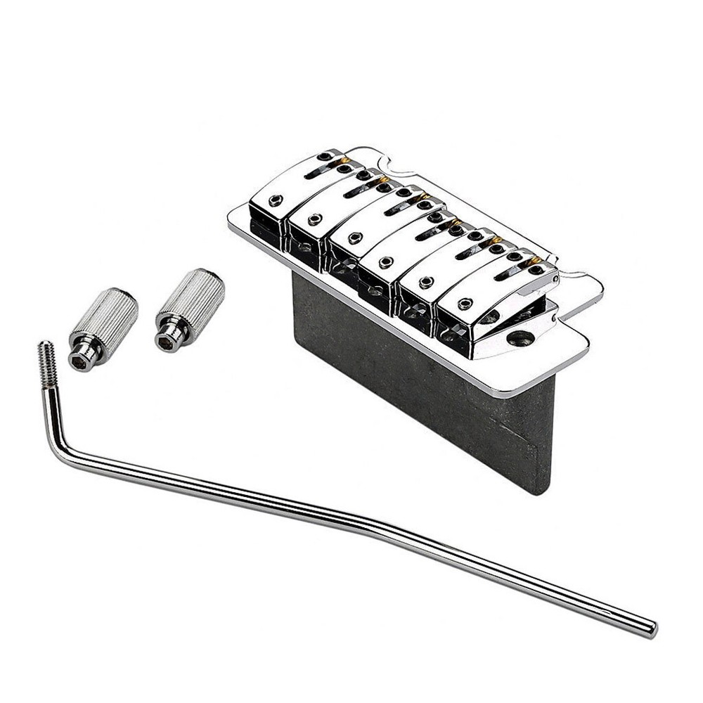 Chrome Plated 6 Strings Tremolo Guitar Bridge Saddle Tailpiece for ST Strat