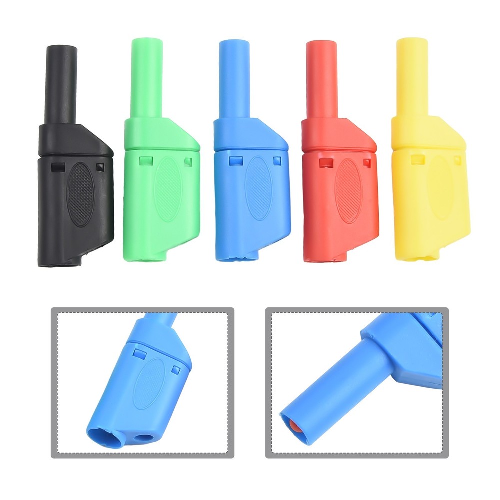 Retractable Sheath Stackable Solder Connectors 5pcs Set 4mm Safety Design
