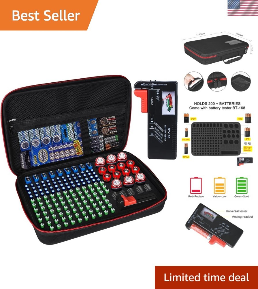 Portable Fireproof Battery Storage Box with Tester - Safe & Lightweight Solution