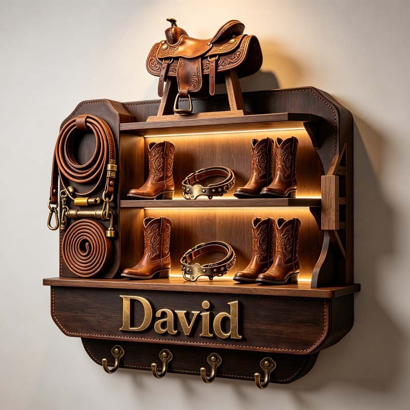 Personalized western cowboy saddle theme hooks key holder