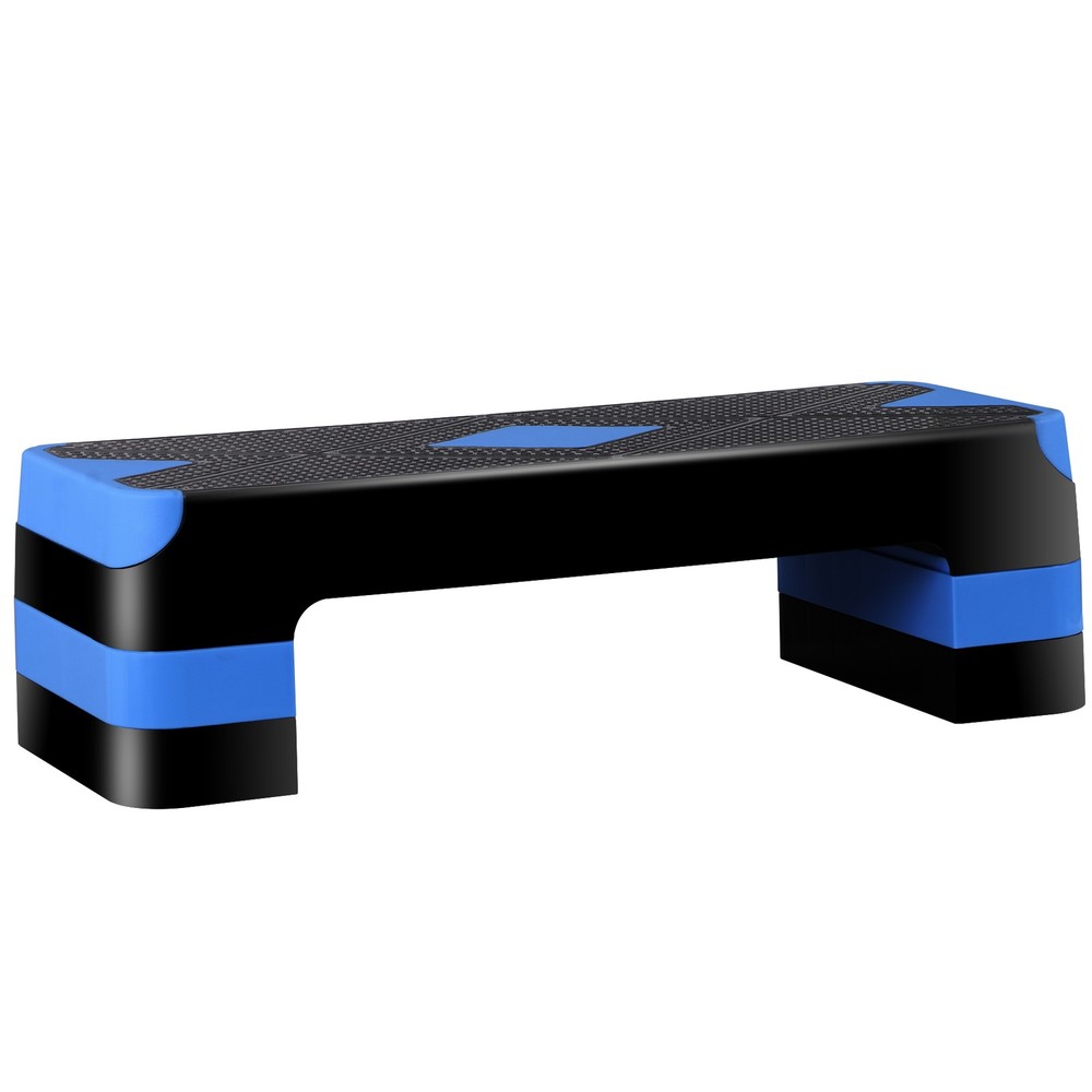 Aerobic Step Platform Exercise Step Adjustable Height 4"-6''-8' w/4 Risers Blue