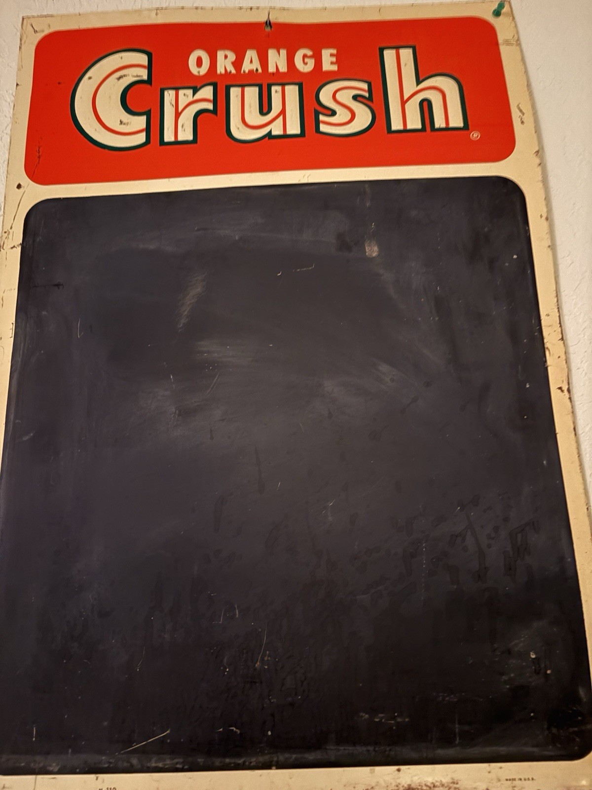 c.1950-  60’s Vintage Orange Crush Sign And Eraser board InExcellent Condition!