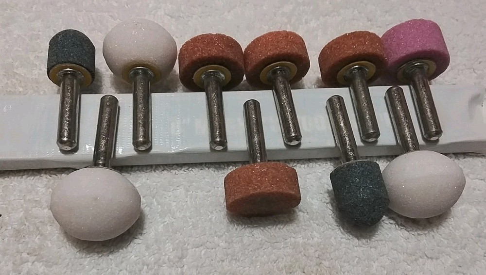 10pc 1/4" SHANK MOUNTED ASSORTED GRINDING STONES "NEW "
