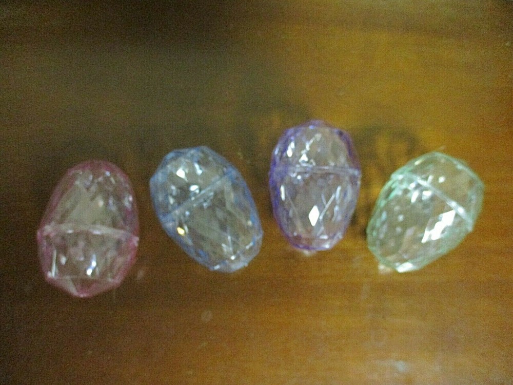 4 Lightly Color Plastic Easter Eggs - Reusable - 3 1/4" - Diamond Pattern
