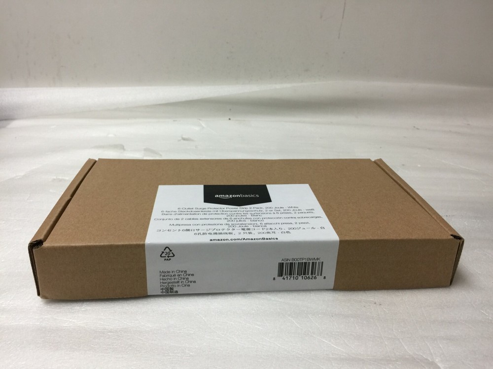 AmazonBasics 6-Outlet,Surge Protector Power Strip, 2 Pack, White