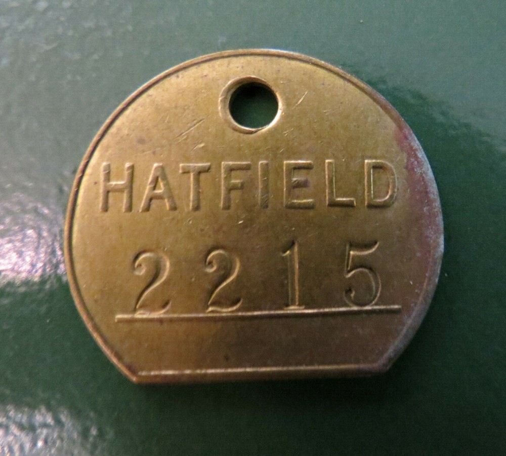 HATFIELD Colliery Pit Check Tally - marked HATFIELD 2215