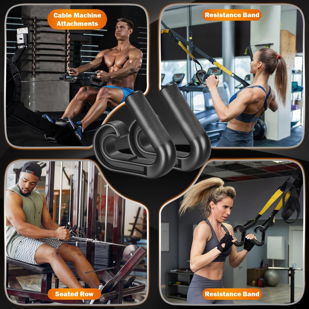 Neutral Grip Handle Attachment for Pull-up Bars, 1 Pair Portable Hooks Black