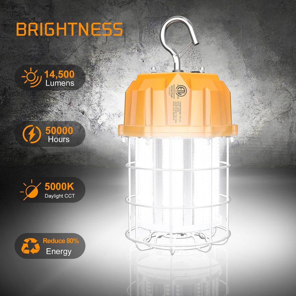 LED Temporary Work Lights 100W 5000K Hanging Work Construction Lighting Fixtures