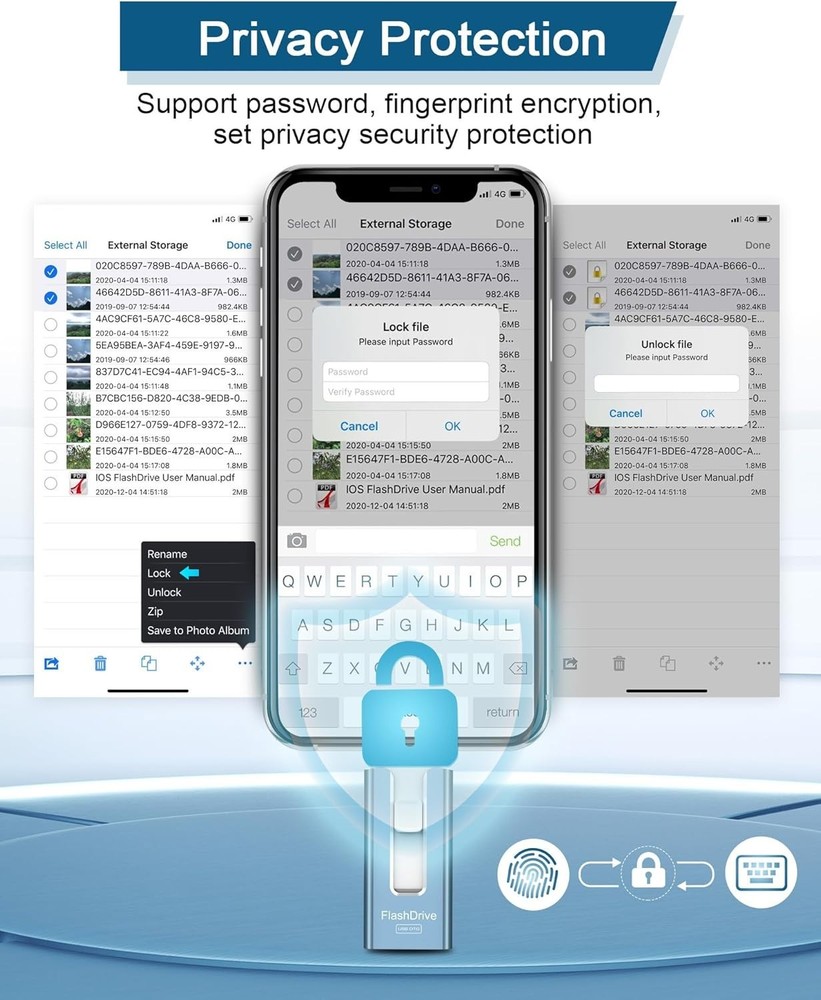 Secure 256GB USB Flash Drive with High-Speed Transfer for Smartphones & Tablets