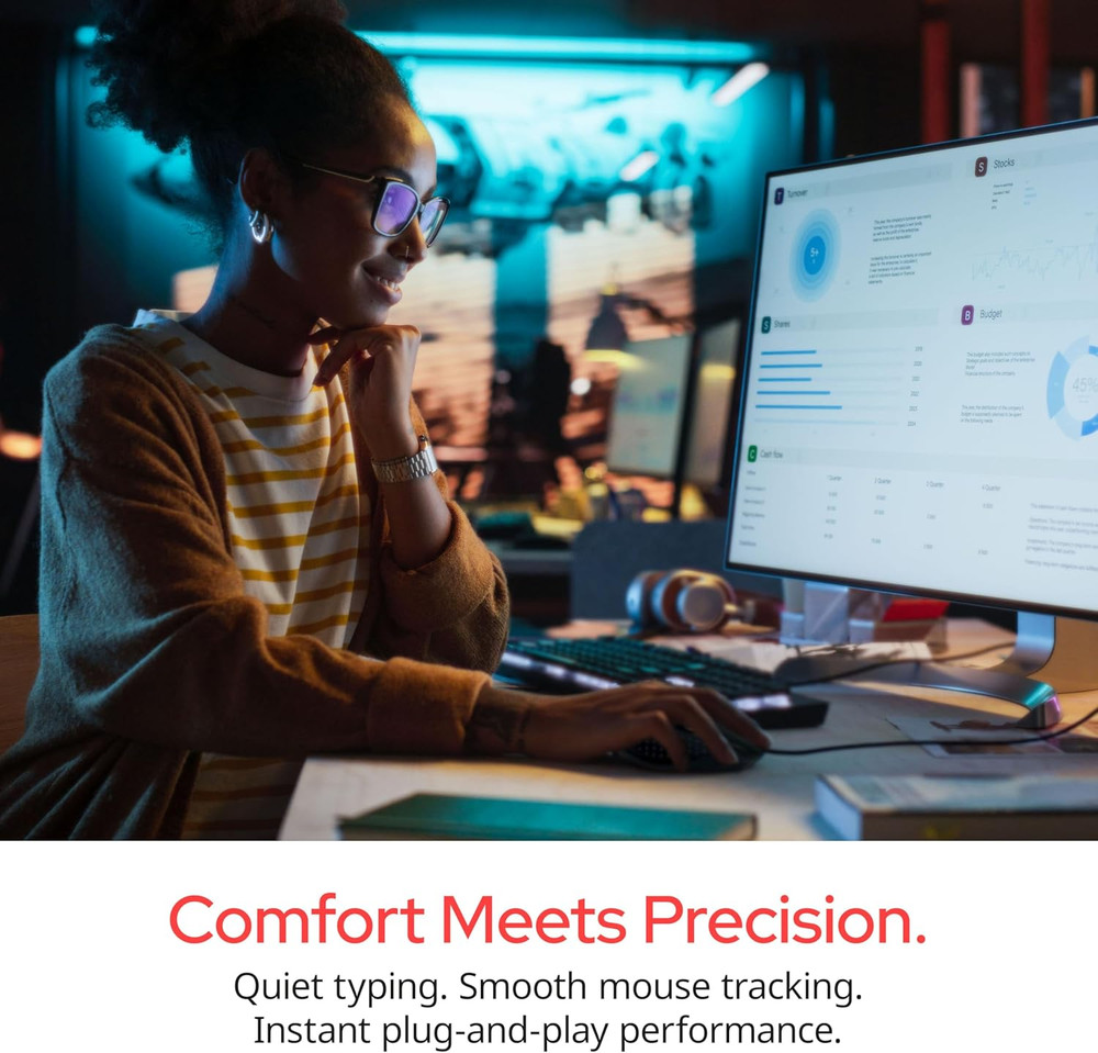 Keyboard and Mouse Corded Combo Pc Computer Usb Optical Wired Set Office Game