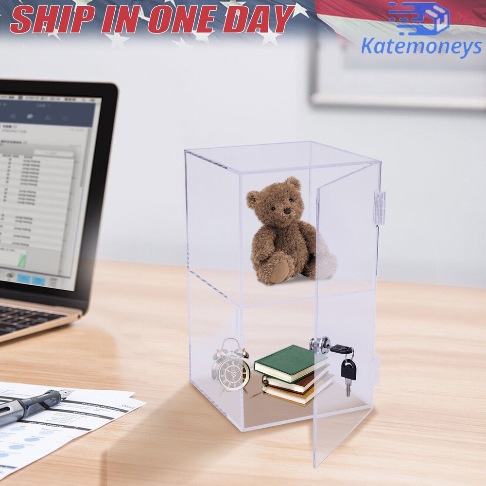 2-layers Countertop Display Case 20*20*35cm Locking Security Showcase Cabinet US