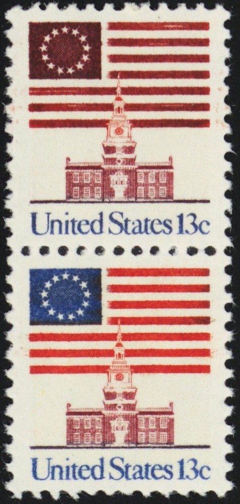 1622, MNH 13¢ Contaminated Ink Error In Pair - Stuart Katz