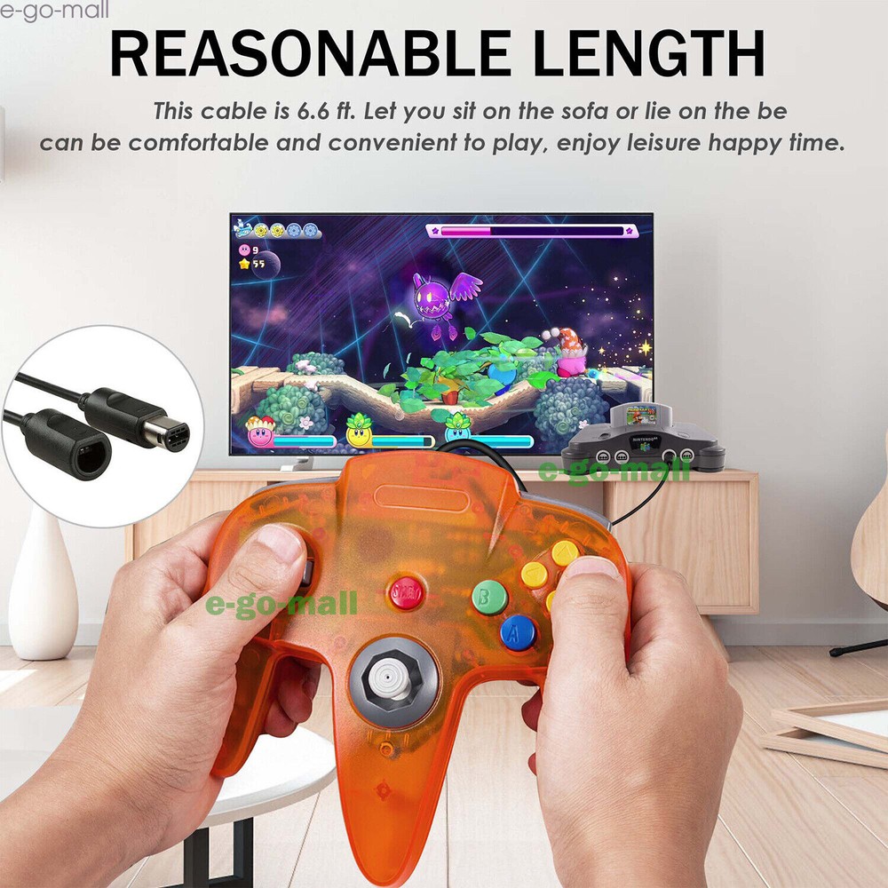 Wired N64 Controller Joystick Replacement For Nintendo 64 Console Clear Orange