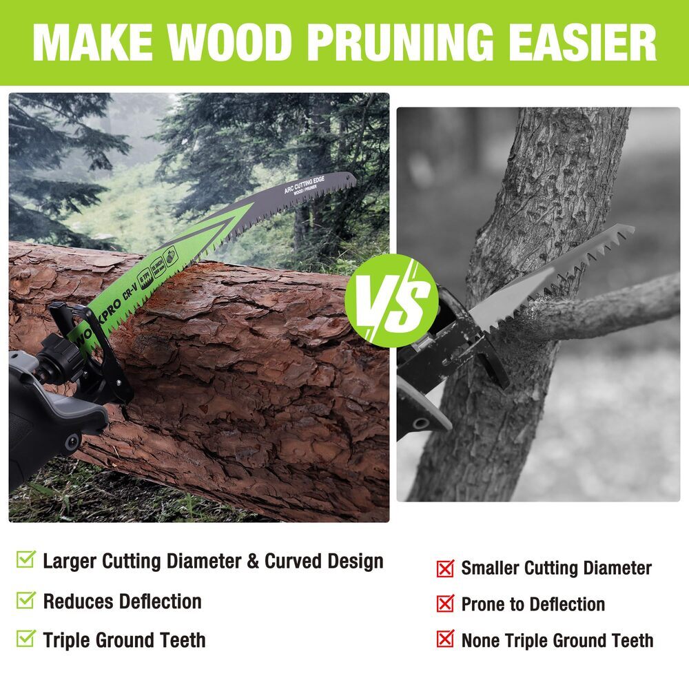 WORKPRO 5PCS 15" Wood Pruning Reciprocating Saw Blades Set Arc Cutting Edge 6TPI