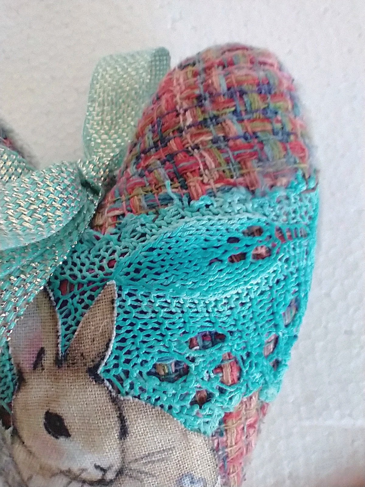 Holiday Seasonal Easter Heart Rabbit Floral Ornament 7" New Collectibles