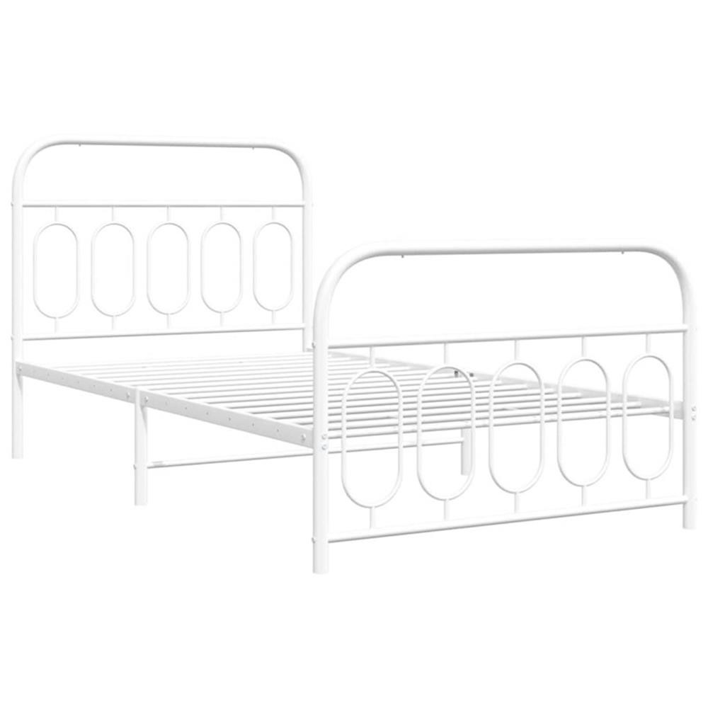 Bowery Hill Rectangular Modren Steel Twin Bed Frame in White