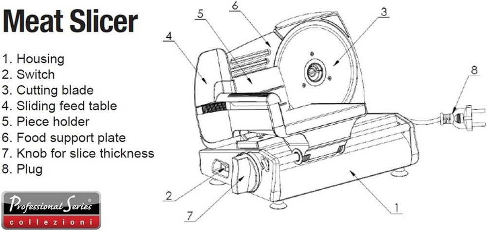Meat Slicer, Cuts Meat, Cheese, Bread, Fruit & Vegetables, Adjustable Slice Thic