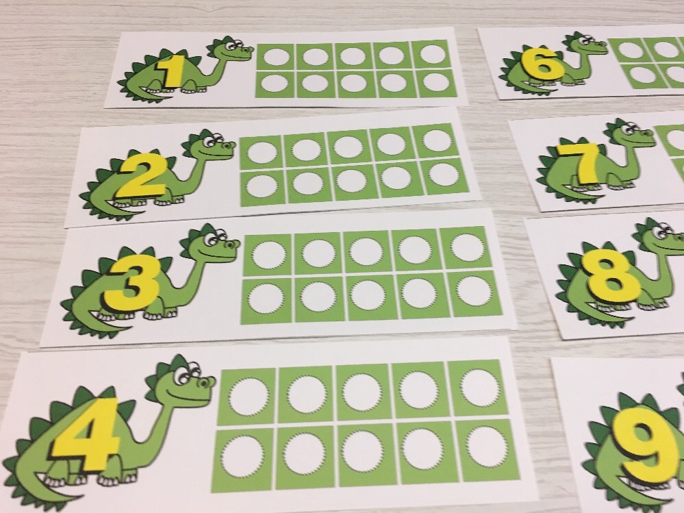 Dinosaur Ten-Frames - Laminated Activity Set - Teaching Supplies