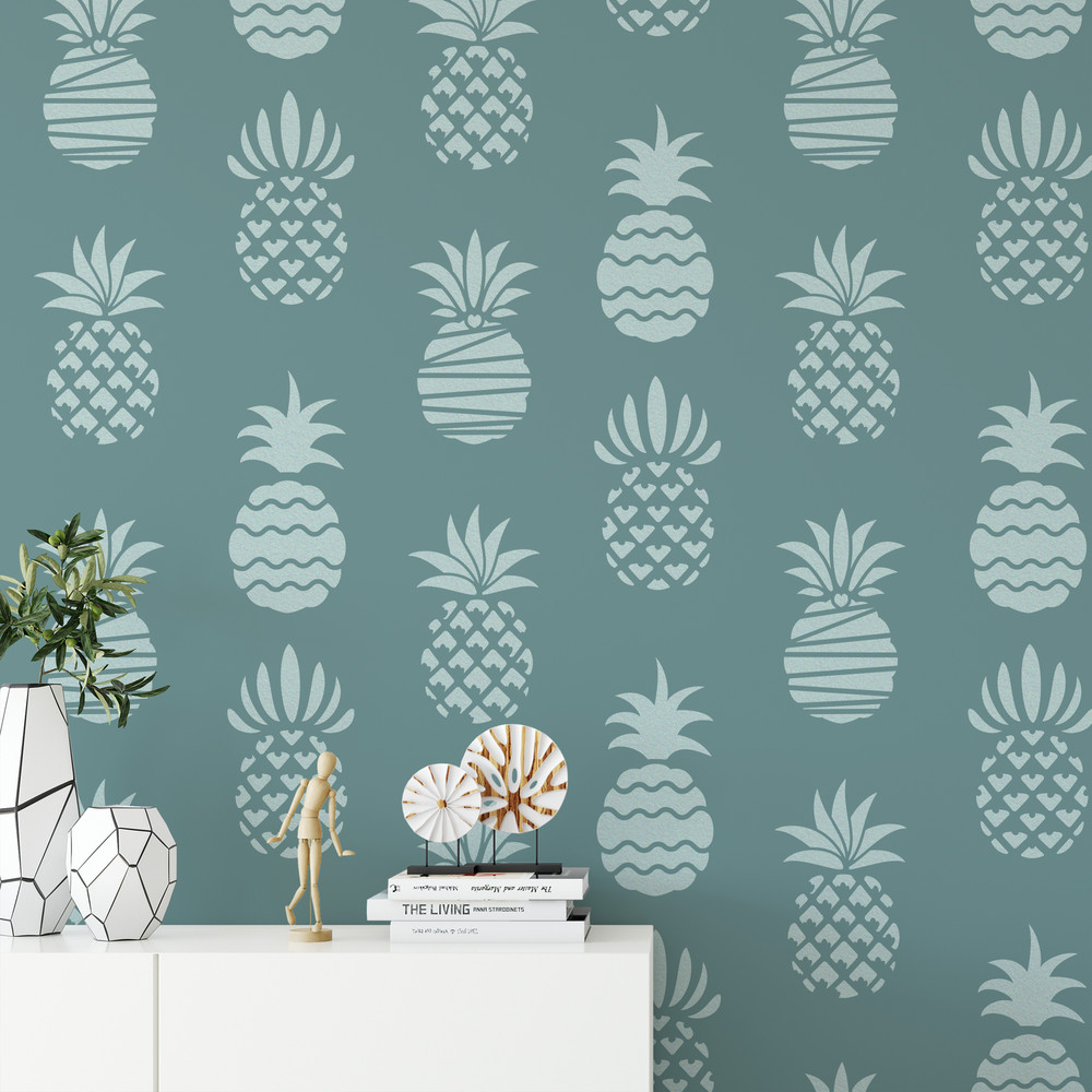 Styled Pineapple Pattern Wall Stencil - Durable & Reusable Mylar Stencils