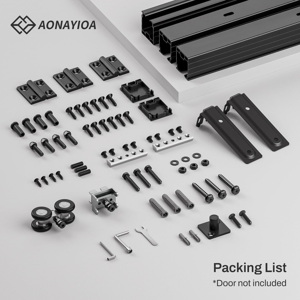 36"/3FT Ceiling Mount Box Rail Hardware Bifold Sliding Barn Door Hardware Hea...
