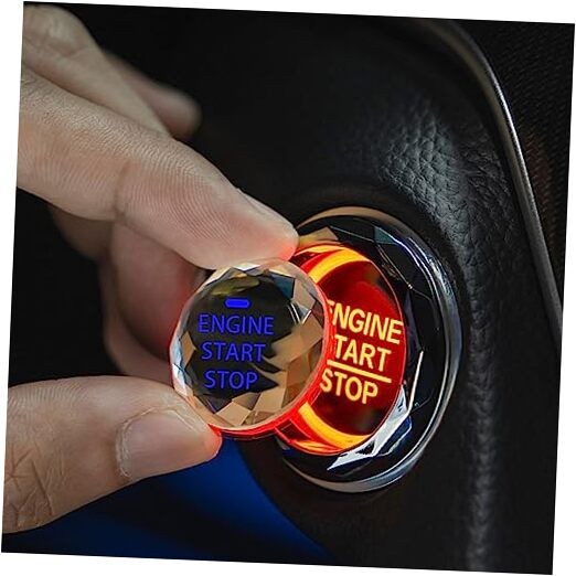 Car Engine Ignition Start/Stop Button Cover,Car Ignition Button Decorative Blue