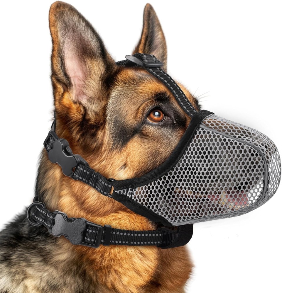 Dog Muzzle,Mesh Soft Muzzle Small Medium Large Sized Dogs Breathable Reflective